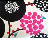 NEW Echino Fabric Bird Fabric in Black / Pink Modern Decorator Fabric  - 1 Yard