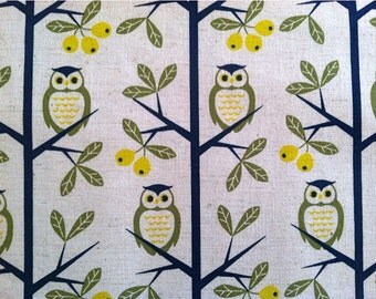 Kokka Fabric Owl Fabric in White Japanese Fabric by the Yard - 1 Yard