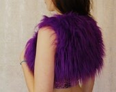 Purple Fur Vest, Ladies Bolero, Shrug, Long Faux Fur, Mens Cropped Waistcoat, Size, XS, S, M, L, XL, Party, Rave Clothing - Made to Order