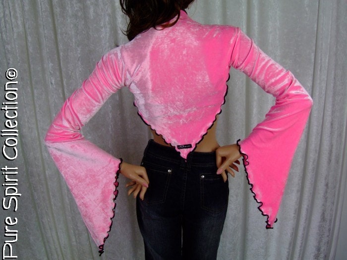 Bolero, Fairy, UV, Pink, Velvet, Cropped Shrug, Bell Sleeve, Angel, S, M, Small, Medium - RESERVED