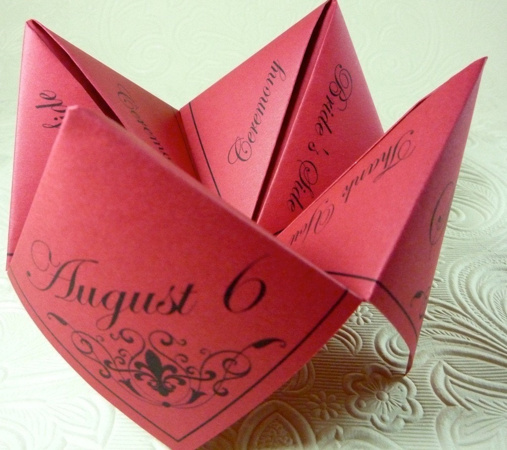 BLACK  Wedding Ceremony Program Cootie Catcher (PDF - PRINTABLE)