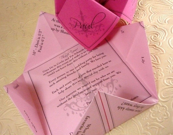 2 Sets of Questions - Wedding Cootie Catcher (PDF - PRINTABLE)