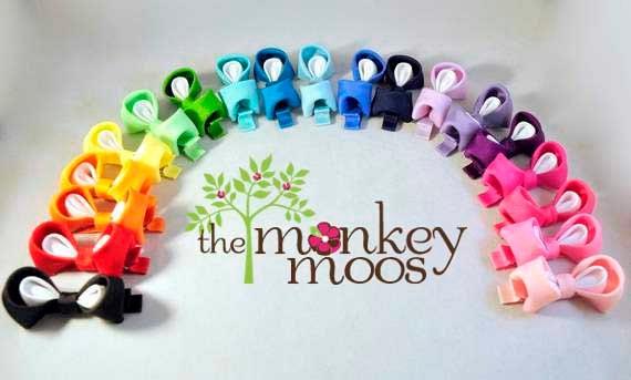 Rainbow Bowtie -Select your color-Fabric Flower Hairclip by TheMonkeyMoos