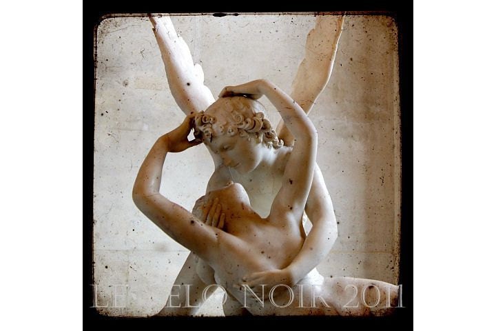Love awakens, Cupid's Kiss, Paris, France, Romance, Unmatted TTv inspired 8x8 photograph, Free USA Shipping - VeloNoir
