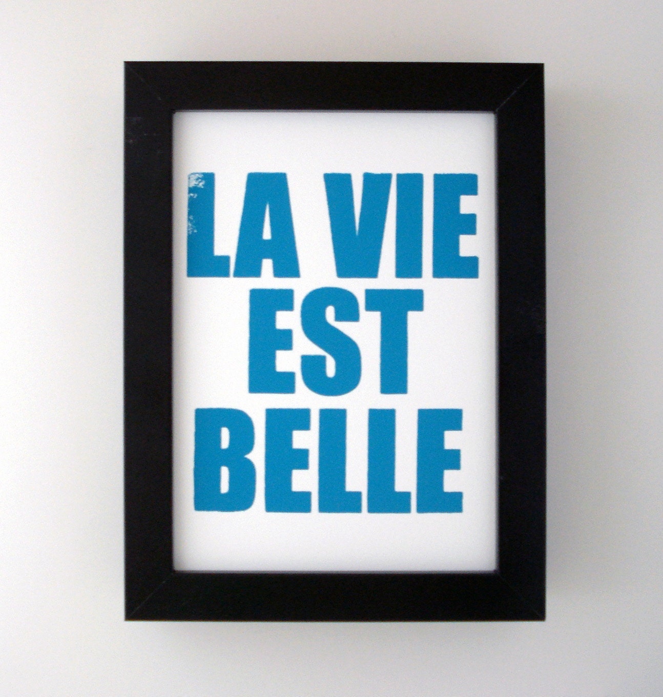 la vie est belle mini print - peacock blue