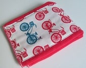 Red Hand Dyed Mini Burp Cloth with Organic Cotton Birch Fabrics Avalon Bicycles