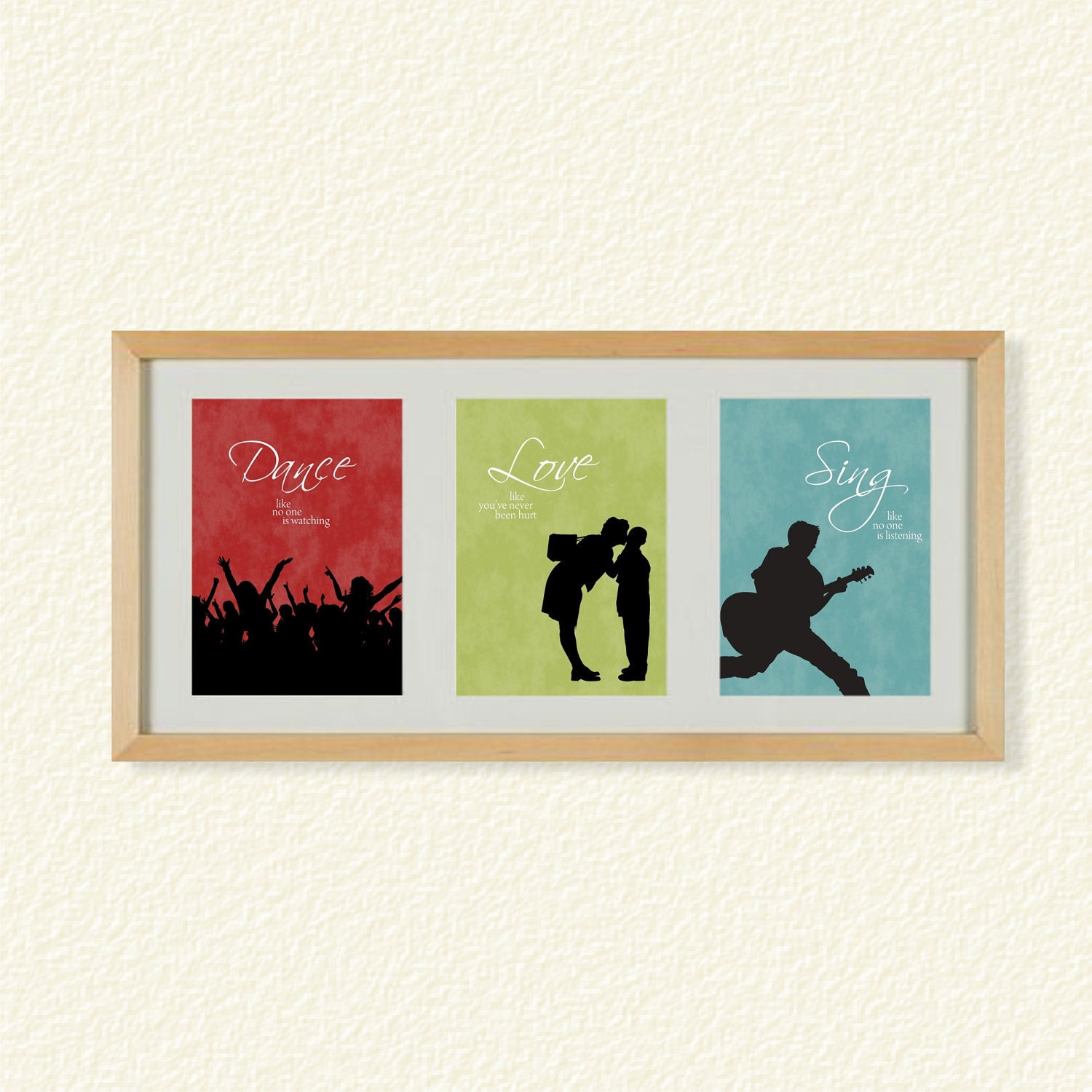 Trilogy Prints 5x7 - Dance, Love, Sing  - Digital Printable Poster, Print, Typography, Art, Download and Print JPEG Image