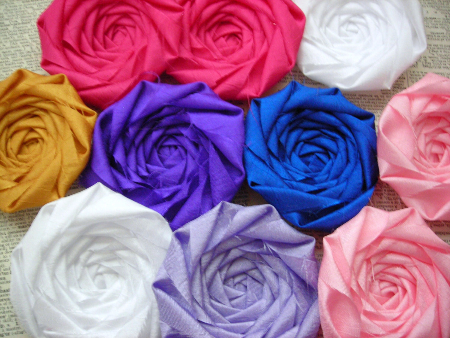 Fabric Flower Wholesale Rosettes Silk 3-inches Set of 40