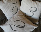 Natural linen numbered pillow covers set of 3