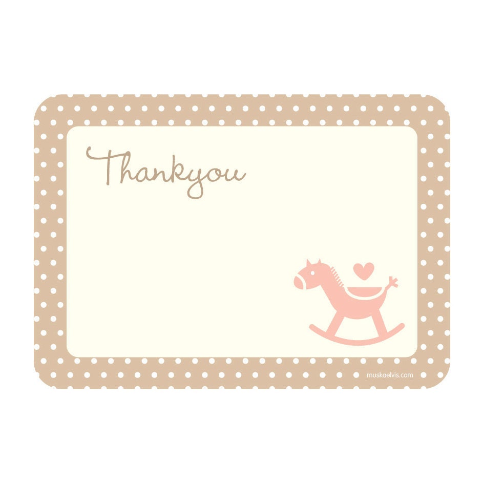 Printable Thank You Card - Rocking Horse Pink