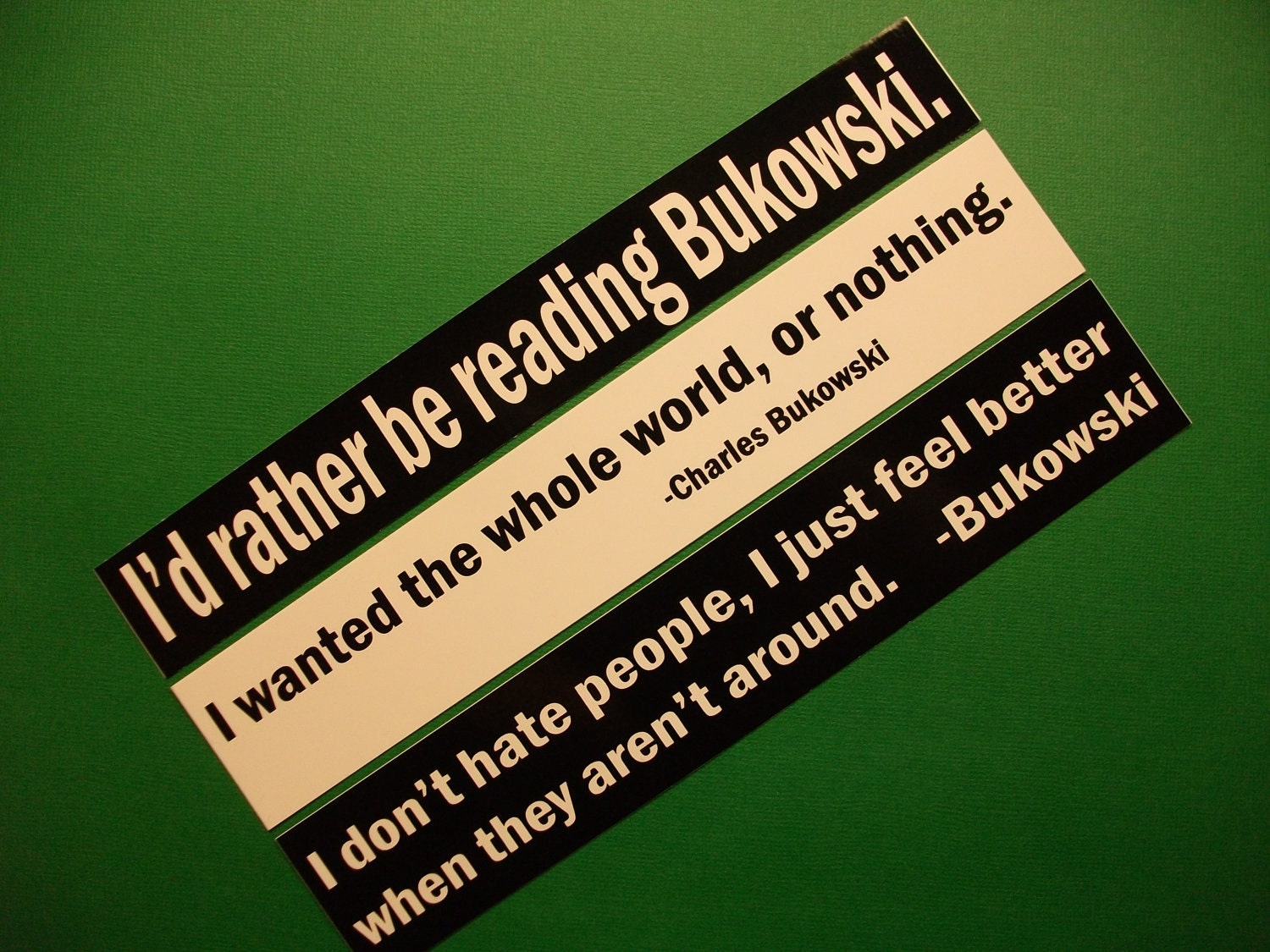 Charles Bukowski Bumper Sticker Set FIVE STICKERS
