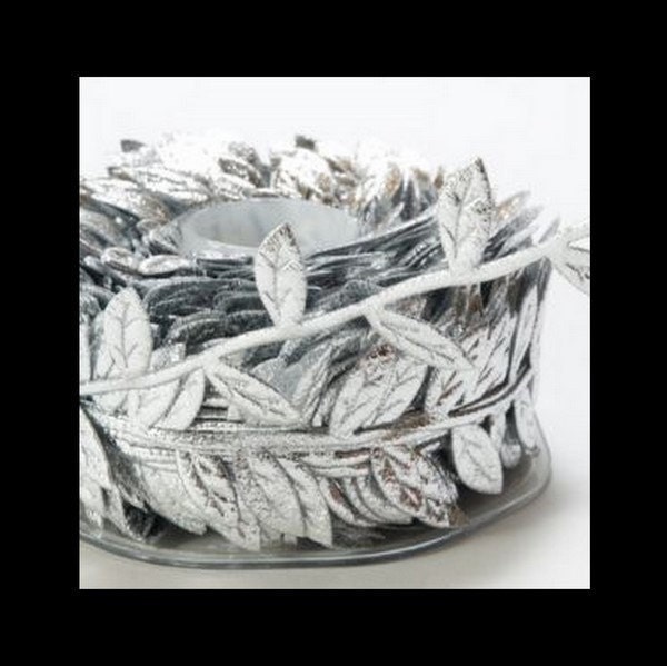 METALLIC SILVER Petite Leaf Ribbon Trim  cheswickcompany
