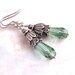 Sea Green Earrings with antique silver bead caps in a Victorian Style - blue green Czech glass beads - grayed jade