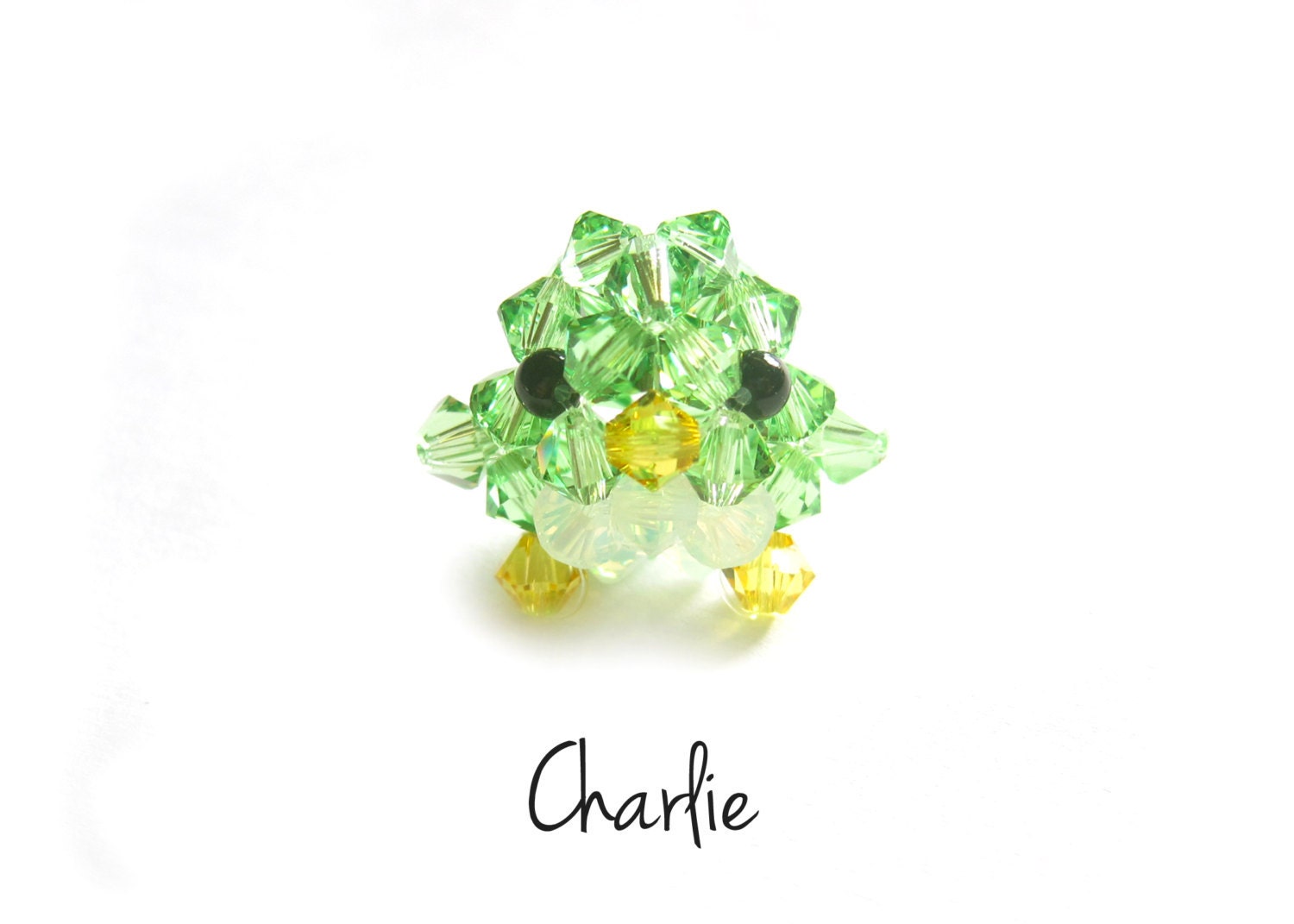 Charlie the Green Penguin - Swarosvki Crystal Beaded Miniature Animal Figurine / Phone Charm