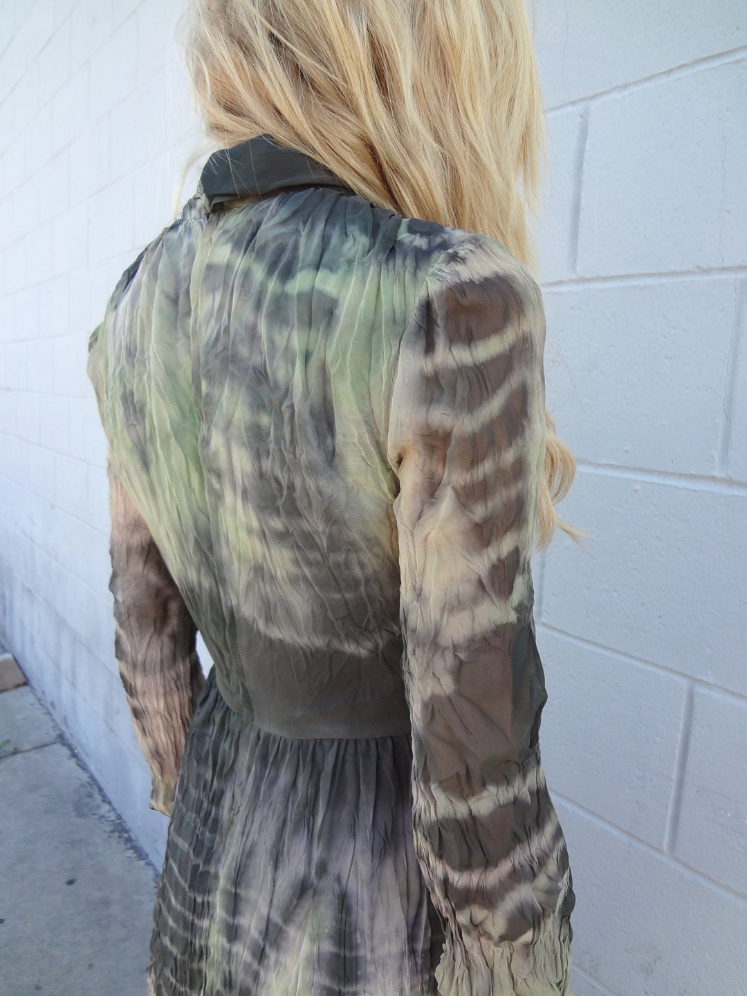 RESERVED FOR JULIA Hand Tie Dyed Vintage Silk Dress