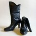Vintage Black Leather Mid-Calf Womens Boots Size 6.5