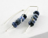 earrings gemstone sterling silver blue denim sodalite free shipping simple minimal modern geometric lightweight