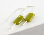 gemstone earrings free shipping sterling silver and jade simple lightweight minimal modern geometric yellow green