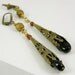 Earrings dangle vintage style antique gold czech glass deep red copper red fall autumn shabby chic free shipping