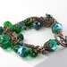 bracelet copper chain and czech glass vine clusters emerald green shabby chic romantic gipsy vintage style free shipping
