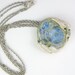 necklace choker ceramic pendant on silver chain organic nature modern swirl snail shell milky white blue sea beach free shipping