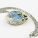 necklace choker ceramic pendant on silver chain organic nature modern swirl snail shell milky white blue sea beach free shipping