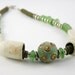 necklace silver ceramic african glass repurposed old dutch pipes aqua olive green tribal ethnic inspired unisex modern