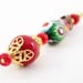 hat pin shawl pin brooch red mosaic Murano Murrina millefiori gold plated filigree modern mid century free shipping teamt