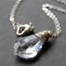 Clear Crystal Necklace, Sparkling Swarovski Crystal Wire Wrapped Baroque Briolette, Sterling Silver Cable Chain