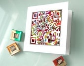 Holiday Card - Merry Christmas & Happy New Year or Personalized Message for an Additional 3 Dollars - OOAK QR Code Art - Custom holiday card
