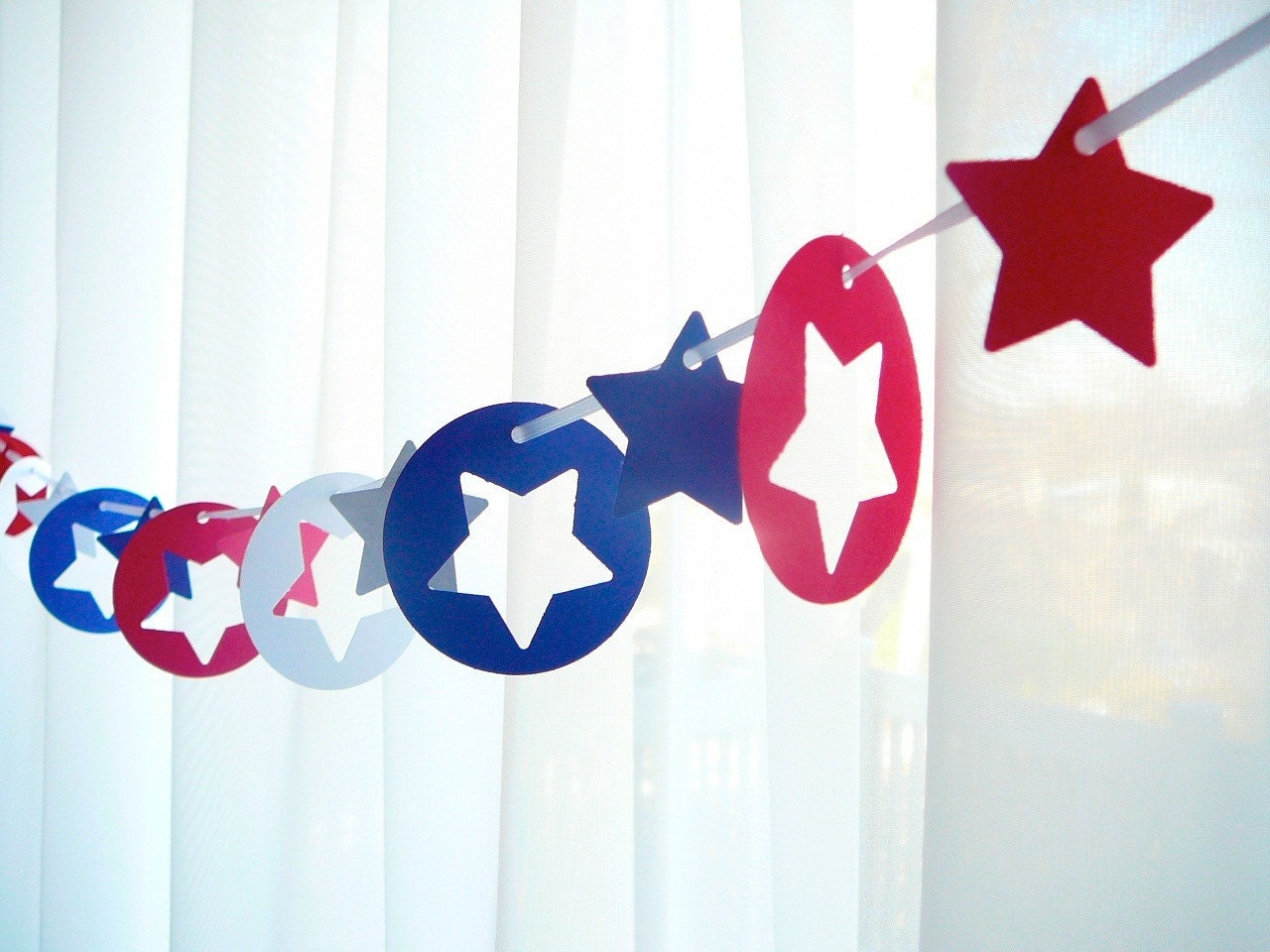6 Foot - Star Spangled Red White and Blue Banner Garland -  Party Banner Garland perfect for Parties, Bridal or Baby Showers