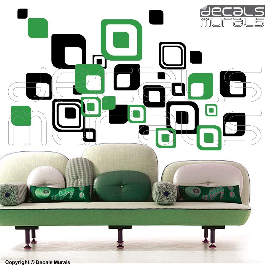 Wall Decals SHAPES ROUND SQUARES Vinyl surface graphics interior decor by Decals Murals