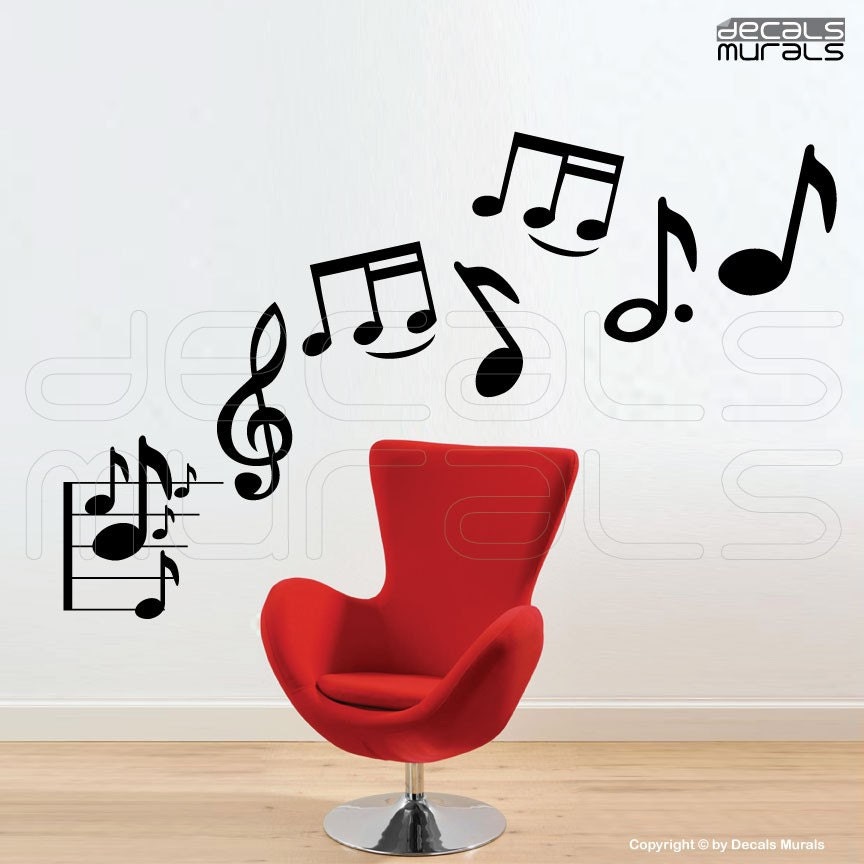 Wall decals MUSICAL NOTES Vinyl art stickers modern decor by Decals Murals (Medium)