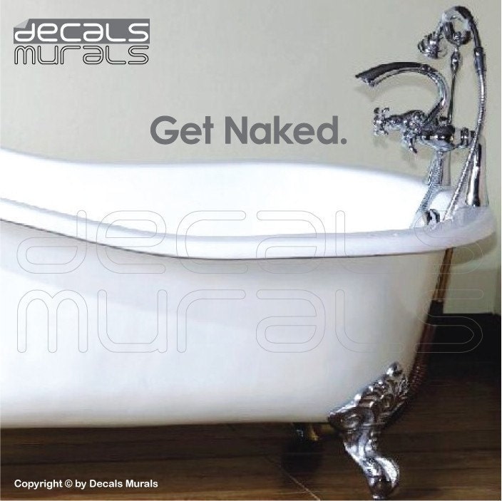 Wall decals GET NAKED Vinyl lettering stickers interior decor by Decals Murals