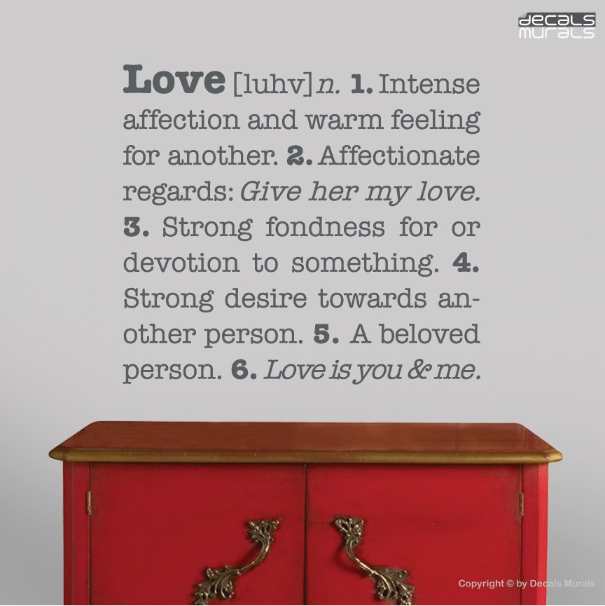 Wall decals LOVE DEFINITION Quote vinyl lettering stickers by Decals Murals (28x32)