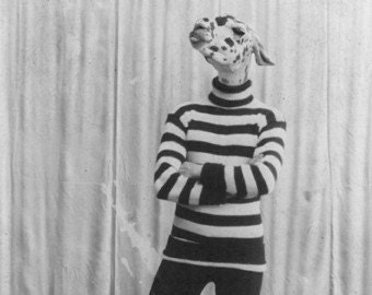 Llama Photography - Llama Wearing Skates - 5x7 Collage Art - Llama Man - Vintage Black and White - Alpaca in a Sweater - Skate - Photoshop