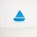 Nautical Sailboat for a Little Boy's Room Art Linocut PRINT - Ocean Blue Sailboat linocut 9x12