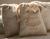 muslin gift bags WEDDING CAKEx10, wedding favor bags, baby shower bags, favor bag,gift bag