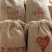 cotton muslin favor gift bag, LoVe Variety in ReD x20, muslin wedding favor bags, favor bags for baby shower, soaps, candies