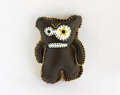 Ugly doll Bear bad brown Toy Plush teddy bear Ooak stuffed animal artist