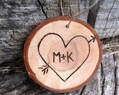 Your Initials in a Heart Christmas Ornament- From a Fallen Tree