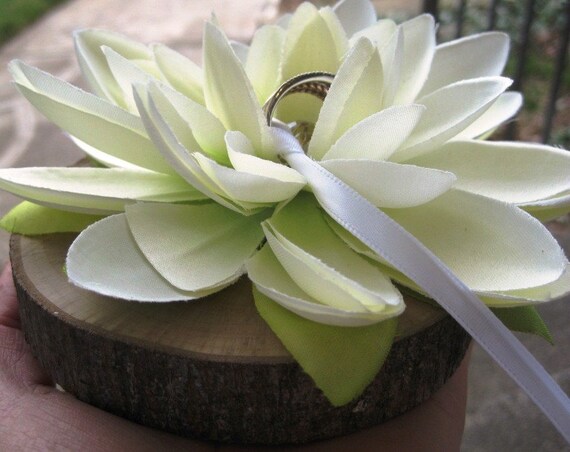 Water Lily Ring Pillow- Natural Wood