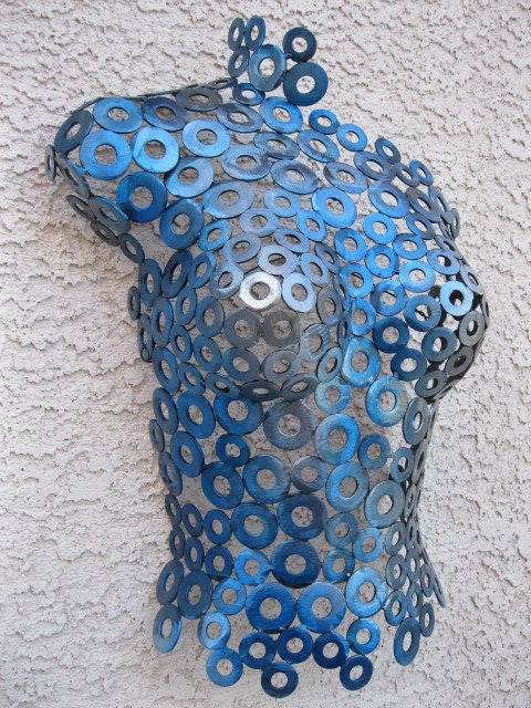 Modern Abstract Metal Wall Art Sculpture Sexy Nude Torso 