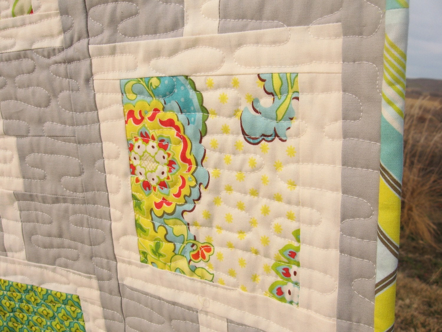 PDF PATTERN, Dots 'n Boxes Baby Crib Twin Quilt or Wall Hanging