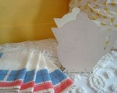 Vintage Hand Made Wooden Teapot Napkin or Letter Holder and Vintage Napkin Set
