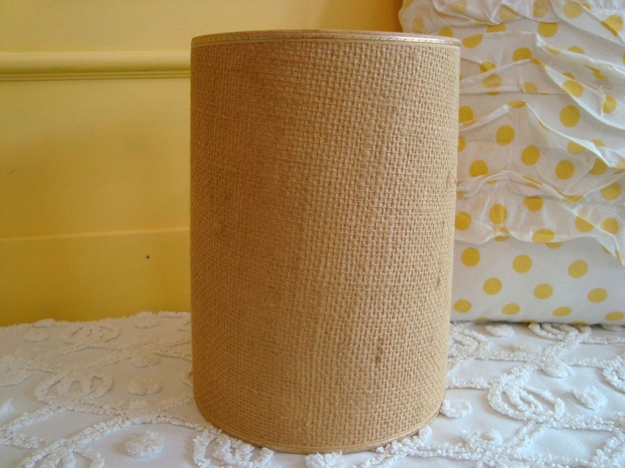 Small Clip Lamp Shades on Small Vintage Cylinder Shaped Burlap Clip On Lamp Shade Mid Century