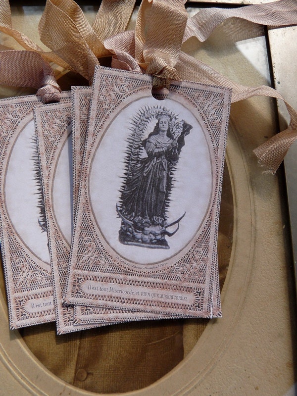 French Virgin Mary Gift Tags, by RusticGypsyCreations