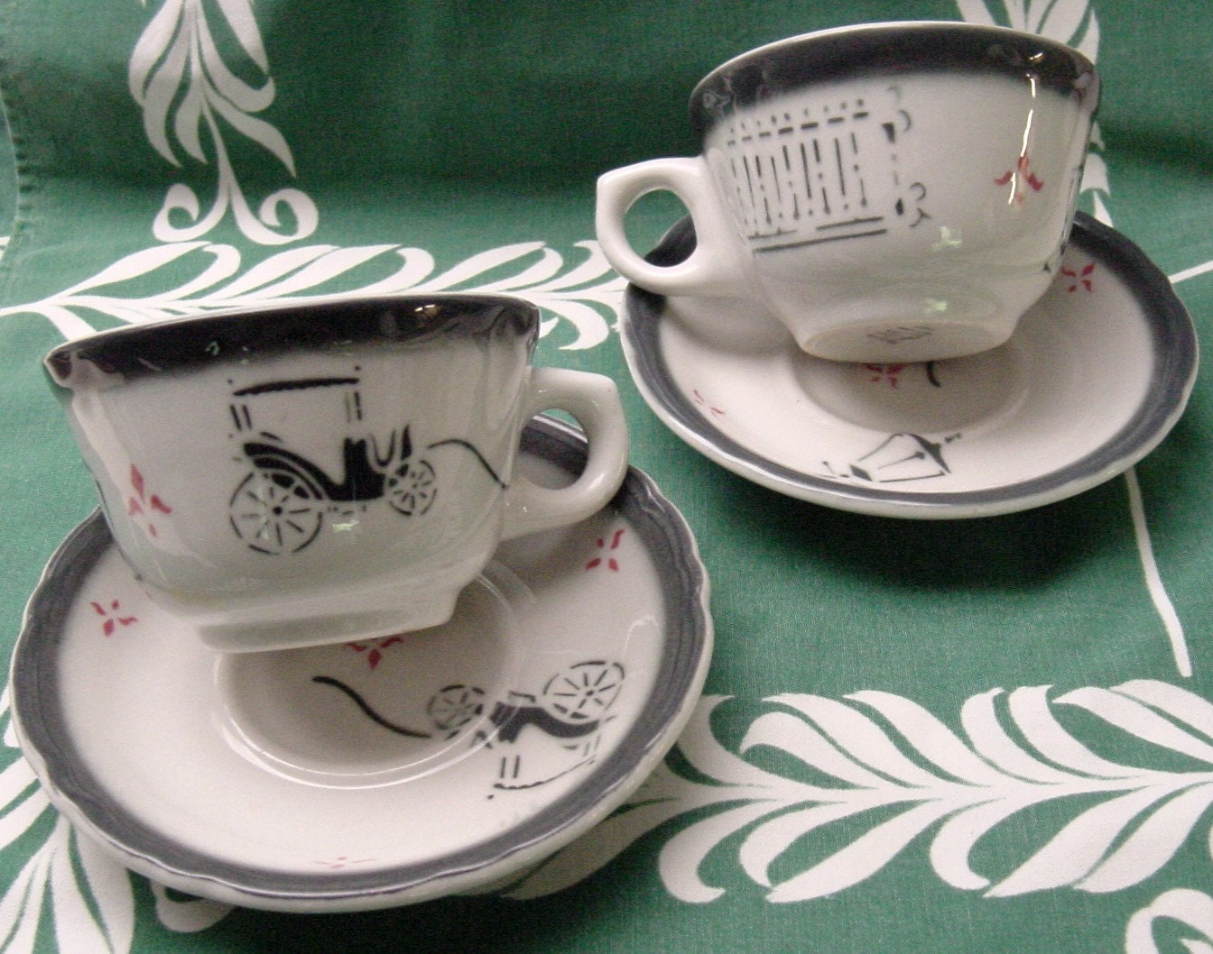 OLD CARRIAGES vintage restaurant diner ware china cups and saucers sets