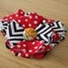 the market flower pin & clip -- chevron and red dots