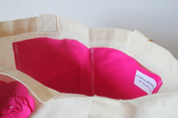 SALE canvas tote bag / shoulder bag purse -- cascading hydrangeas in hot pink